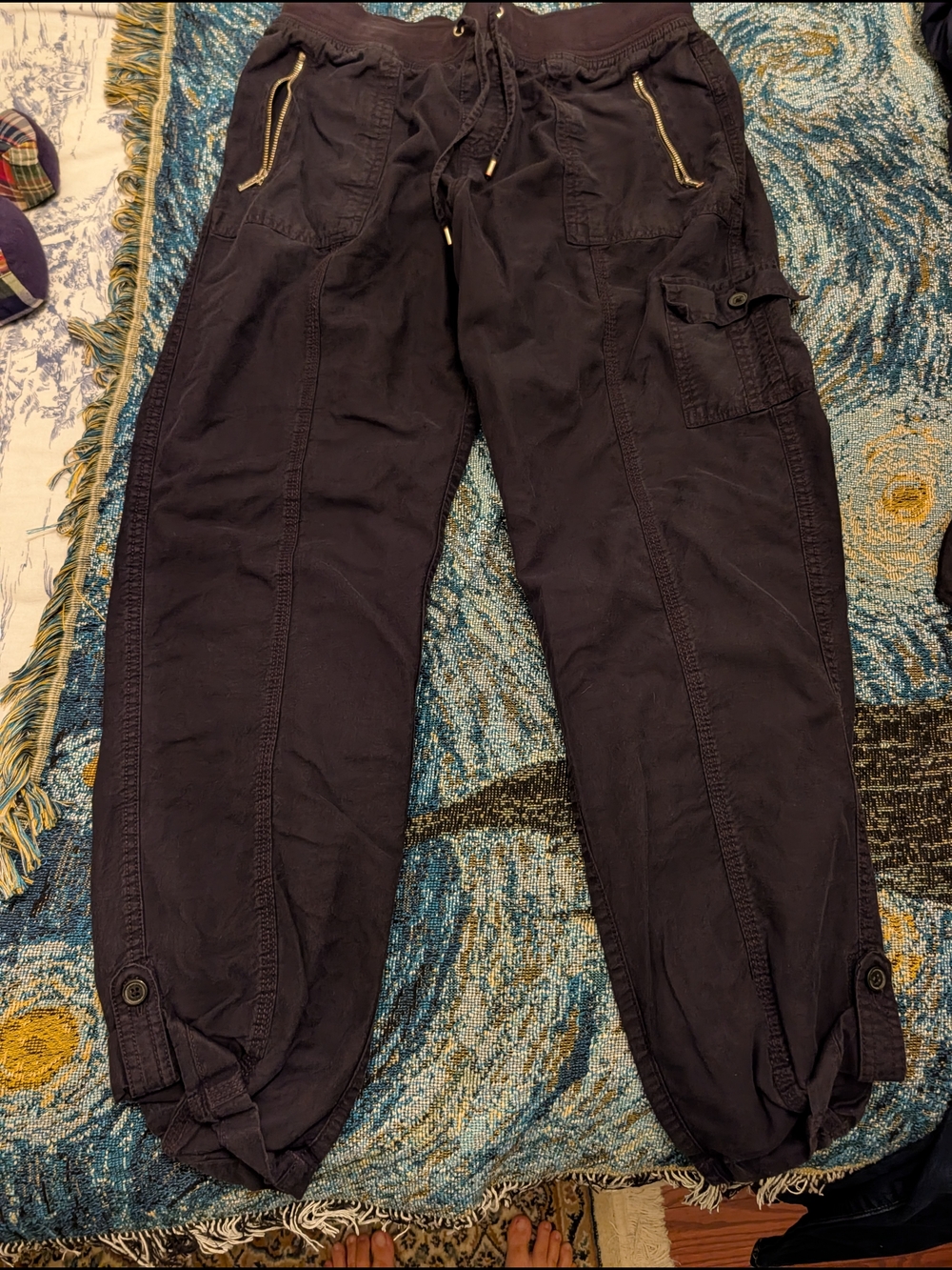 Calvin Klein Black Cargo Pants with Zip Pockets